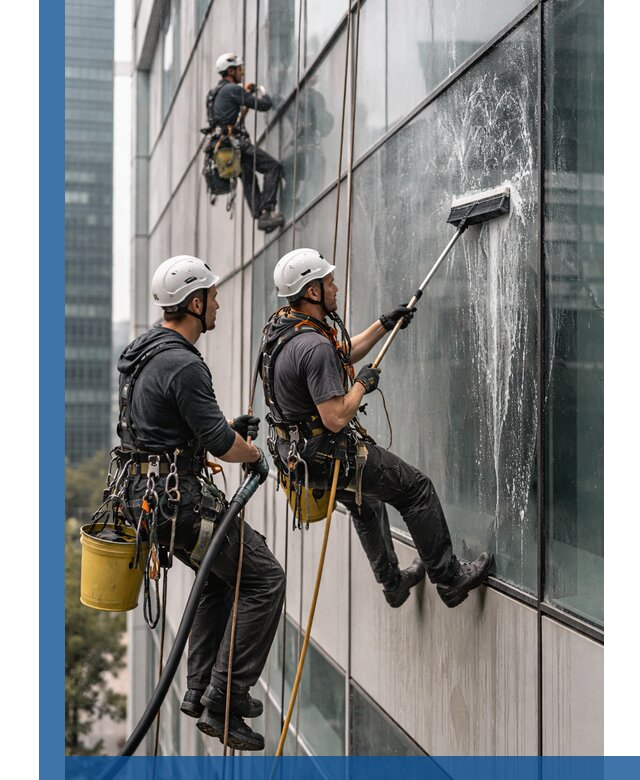 Профессиональная высотная мойка фасадов зданий в Первоуральске