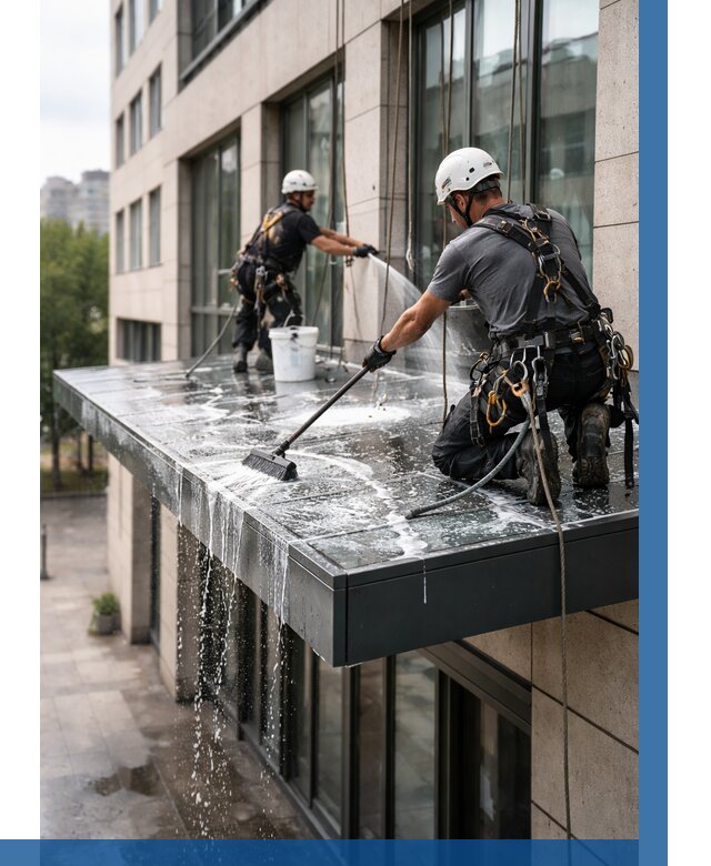 Мойка козырьков и навесов в Первоуральске от 3603 р. | ВЫСОТНИК-Прв