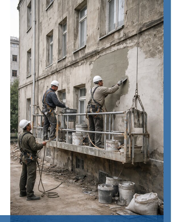 Капитальный ремонт фасада в Первоуральске от 4323 р. | ВЫСОТНИК-Прв