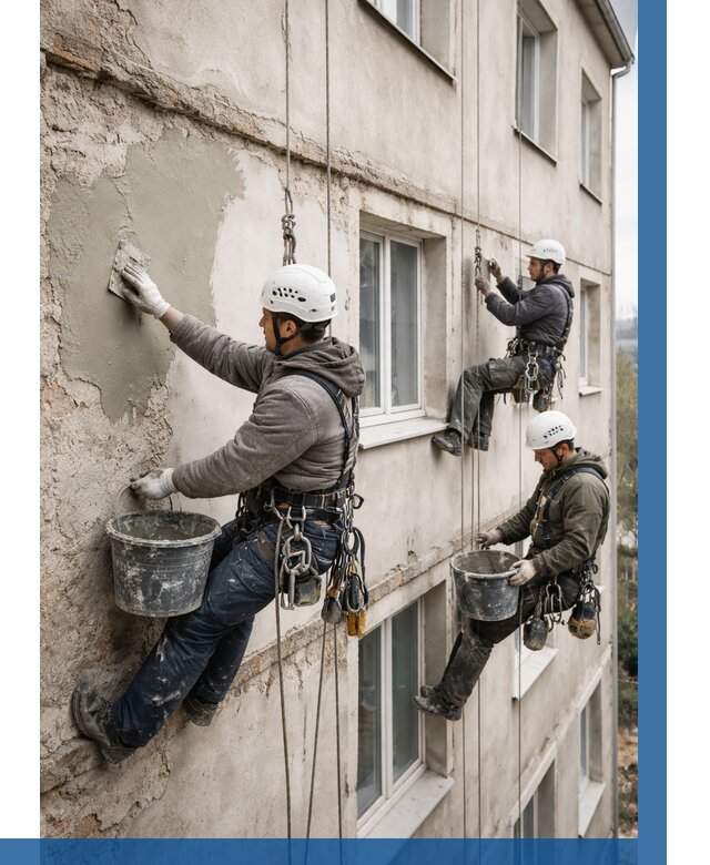 Ремонт штукатурного фасада в Первоуральске от 772 р. под ключ | ВЫСОТНИК-Прв