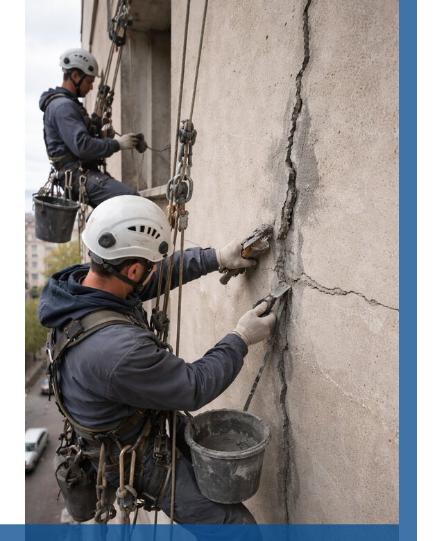 Заделка трещин на фасаде в Первоуральске от 926 р. | ВЫСОТНИК-Прв