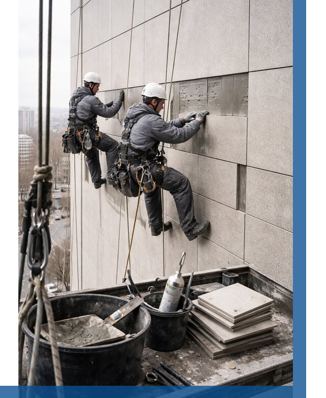 Ремонт фасада из керамогранита в Первоуральске от 2573 р. | ВЫСОТНИК-Прв