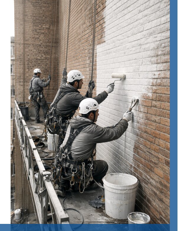 Покраска кирпичного фасада в Первоуральске от 360 р. | ВЫСОТНИК-Прв