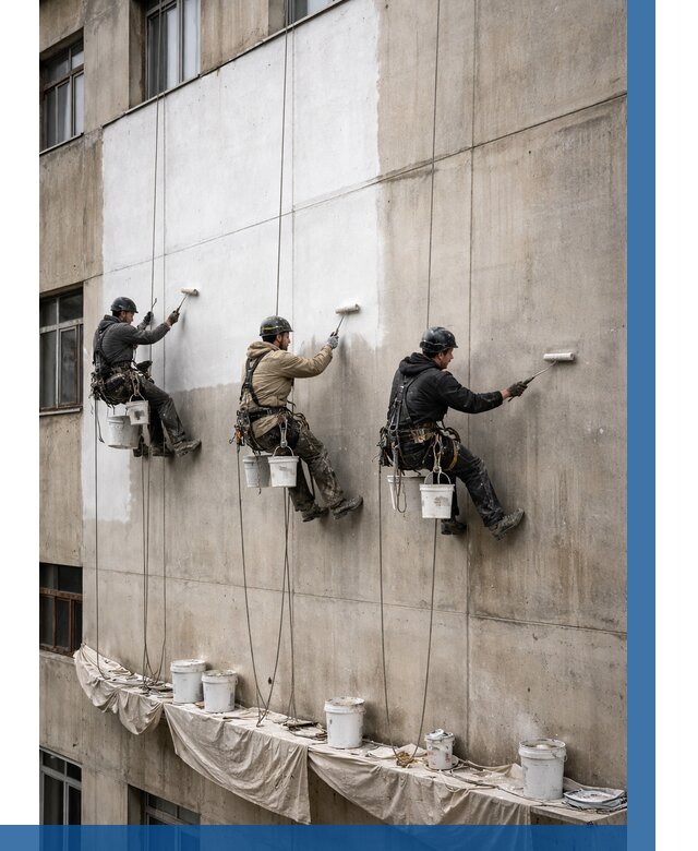 Покраска бетонного фасада в Первоуральске от 360 р за м2 | ВЫСОТНИК-Прв