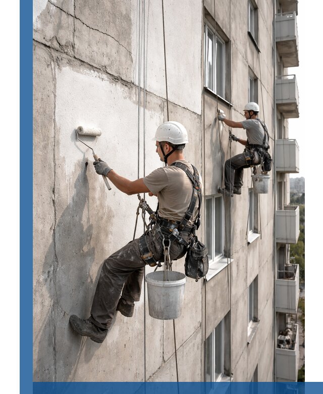 Покраска бетонного фасада в Первоуральске для жилых и промышленных объектов