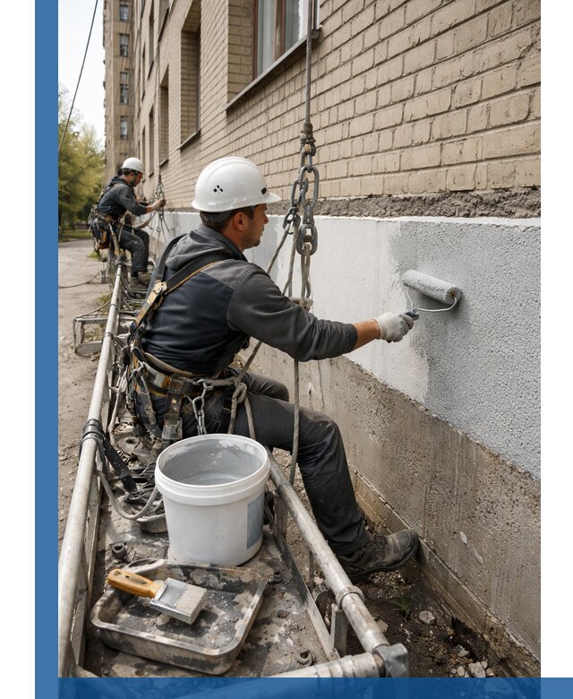 Окраска цоколя здания в Первоуральске профессионально и надежно