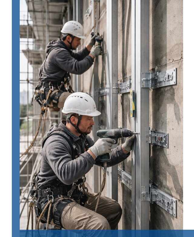 Монтаж и крепление подсистемы вентфасада в Первоуральске