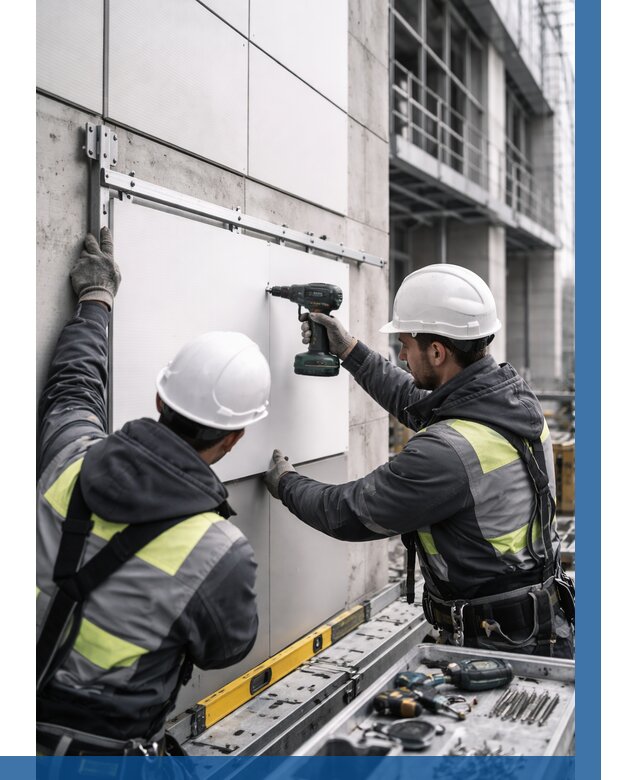 Монтаж композитных панелей фасада в Первоуральске от 2573 р. | ВЫСОТНИК-Прв