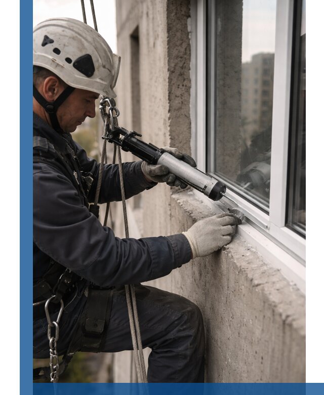 Герметизация оконных швов снаружи в Первоуральске профессионально