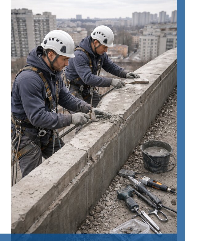 Ремонт парапета на кровле в Первоуральске от 1544 р. | ВЫСОТНИК-Прв