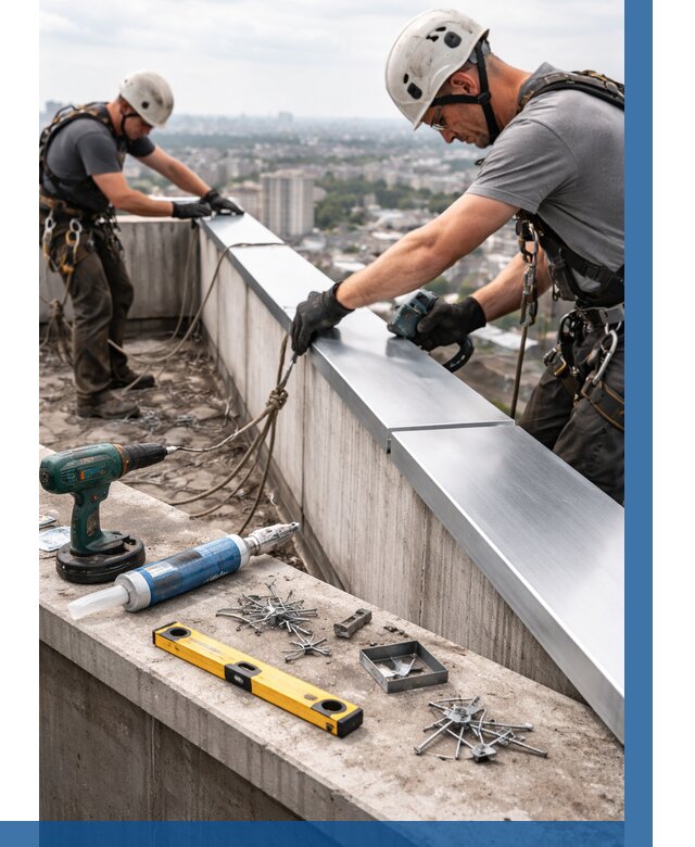 Монтаж парапетных крышек в Первоуральске от 823 р. | ВЫСОТНИК-Прв