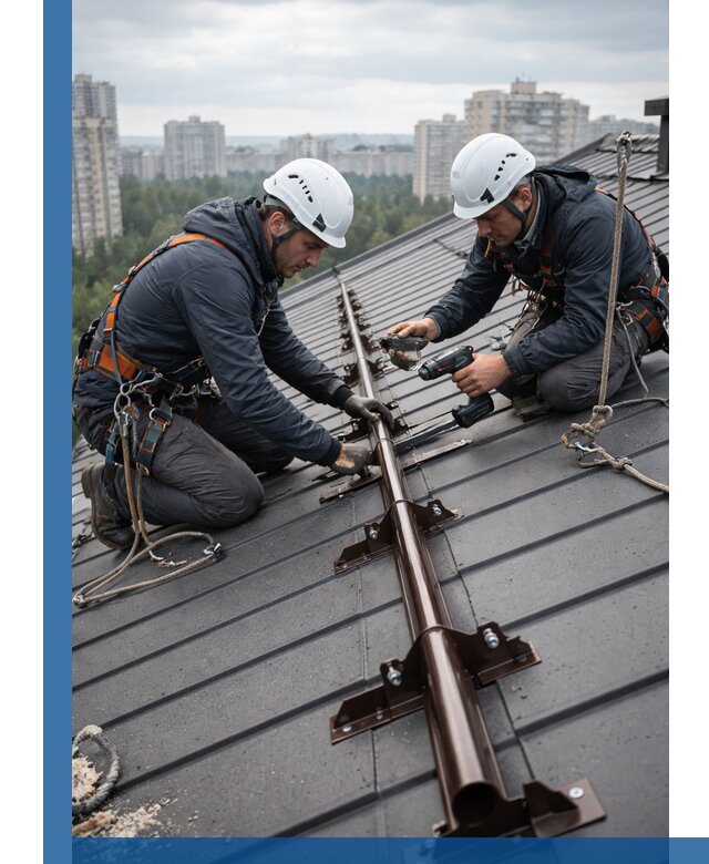 Монтаж снегозадержателей на кровле зданий в Первоуральске под ключ