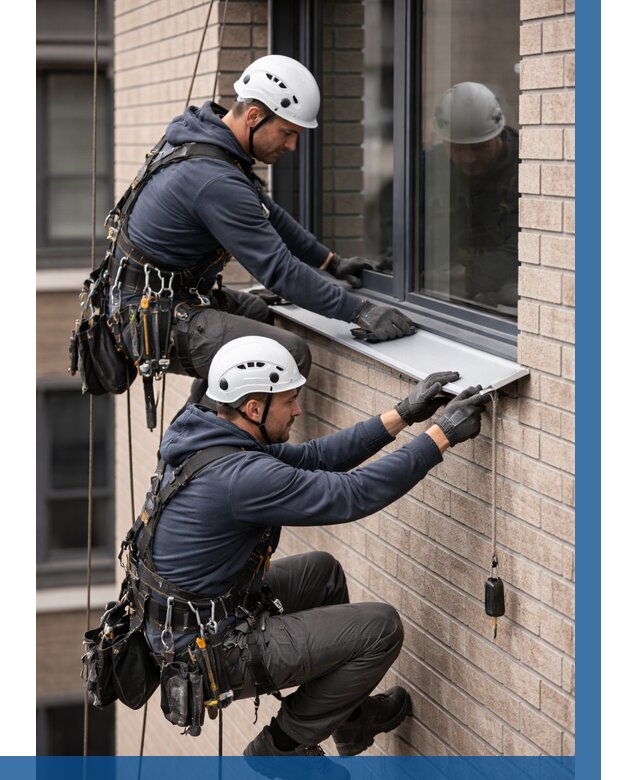 Монтаж оконных отливов под ключ в Первоуральске от 3603 р. | ВЫСОТНИК-Прв