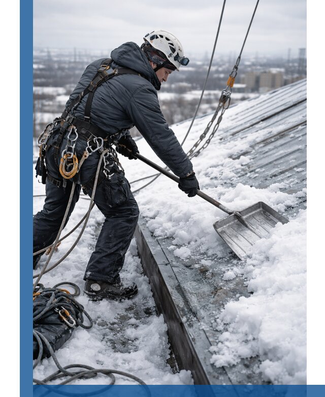 Профессиональная очистка кровли от снега и наледи в Первоуральске