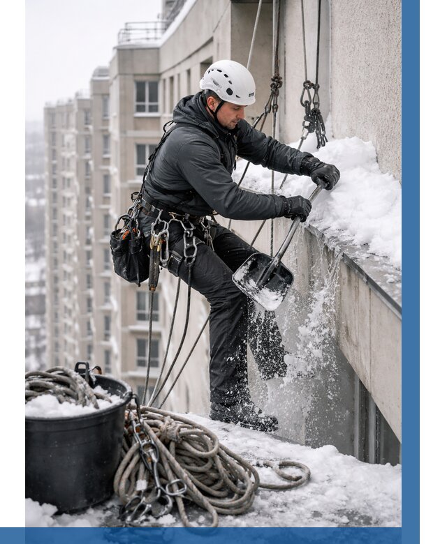 Очистка карнизов от снега в Первоуральске от 309 р. | ВЫСОТНИК-Прв