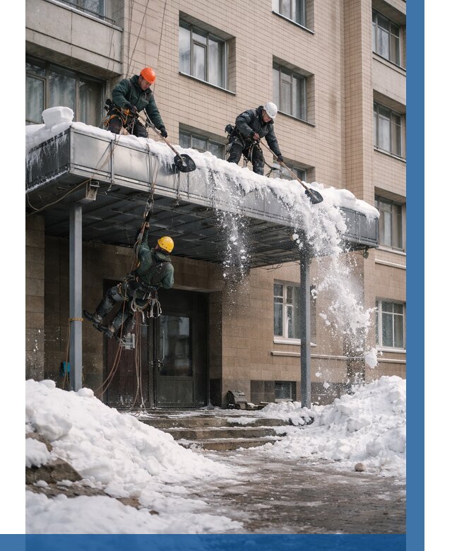 Очистка козырьков от снега в Первоуральске от 3603 р. | ВЫСОТНИК-Прв