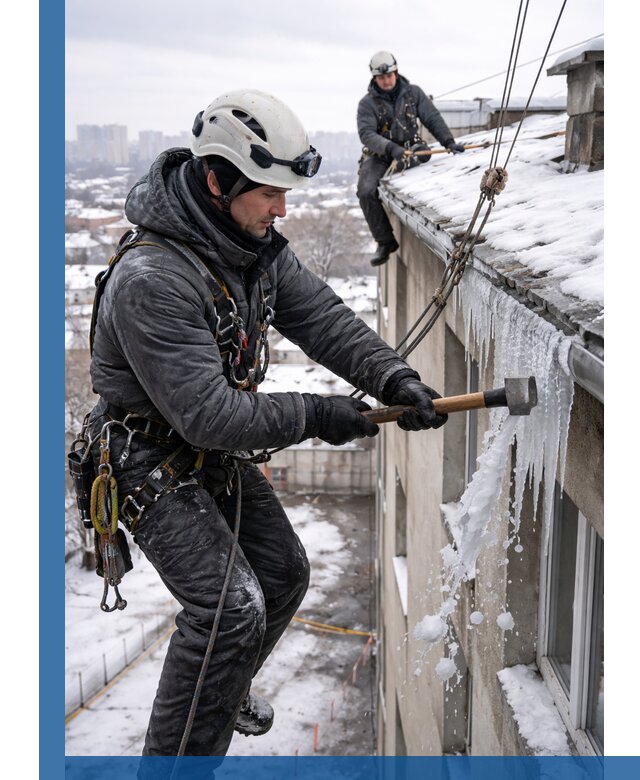 Сбивание и удаление сосулек с крыши в Первоуральске безопасно