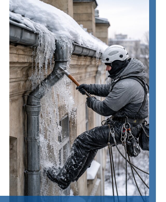 Очистка водостоков от льда в Первоуральске от 3603 р. | ВЫСОТНИК-Прв