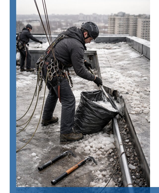 Аварийная очистка кровли в Первоуральске от промальпинистов