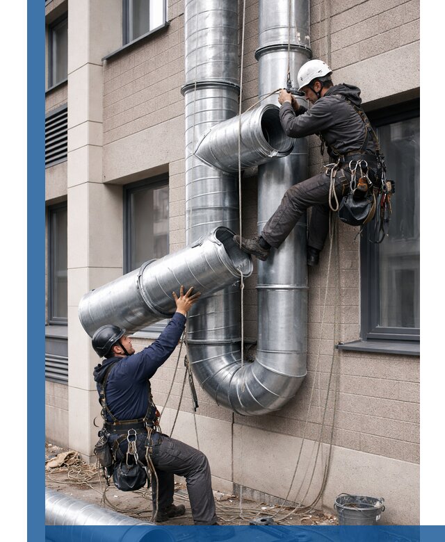 Монтаж фасадных воздуховодов в Первоуральске с герметизацией и крепежом
