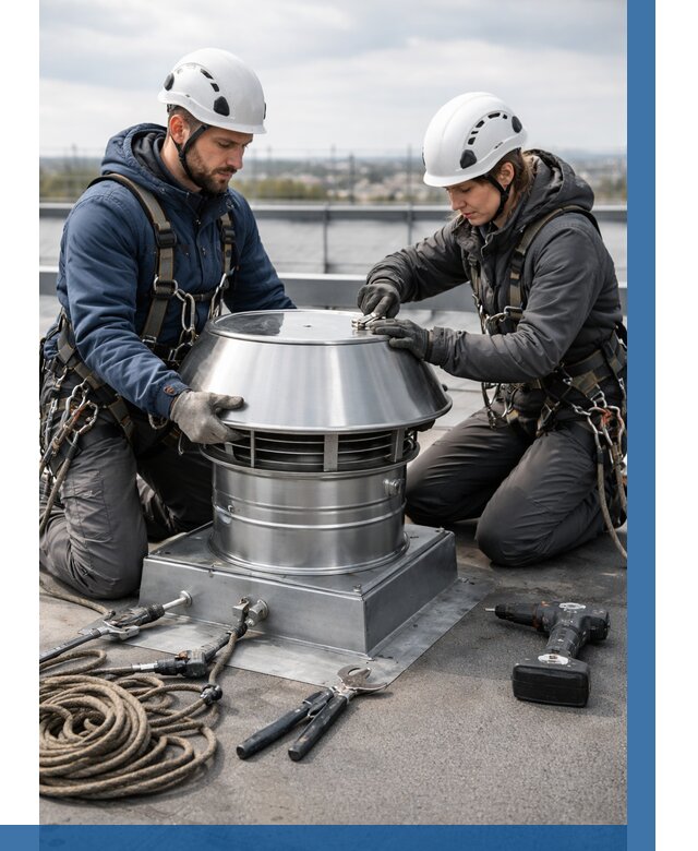 Установка дефлекторов на кровле в Первоуральске от 4632 р. | ВЫСОТНИК-Прв