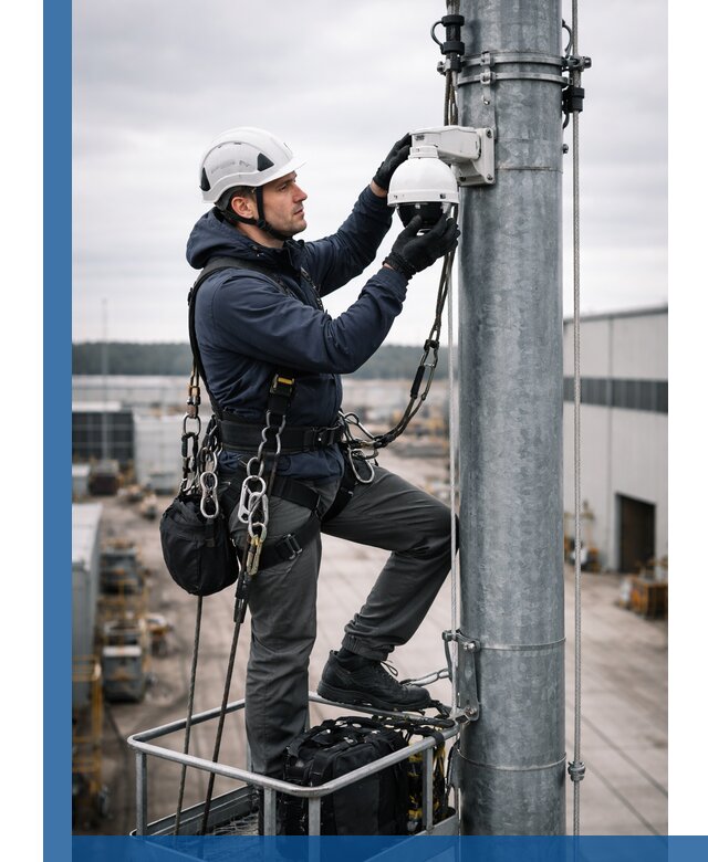 Профессиональная установка видеокамер на мачте в Первоуральске