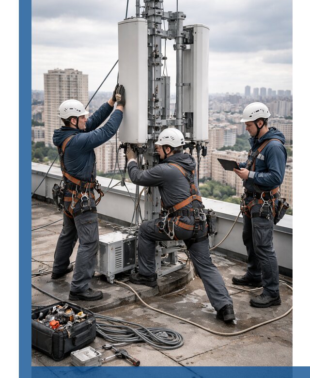 Монтаж антенн связи на крыше в Первоуральске с вводом в эксплуатацию