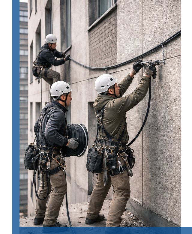 Прокладка кабеля по фасаду в Первоуральске, профессиональный монтаж