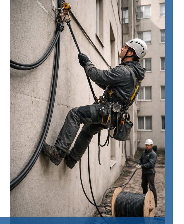 Протяжка кабеля питания на высоте в Первоуральске от 463 р. | ВЫСОТНИК-Прв