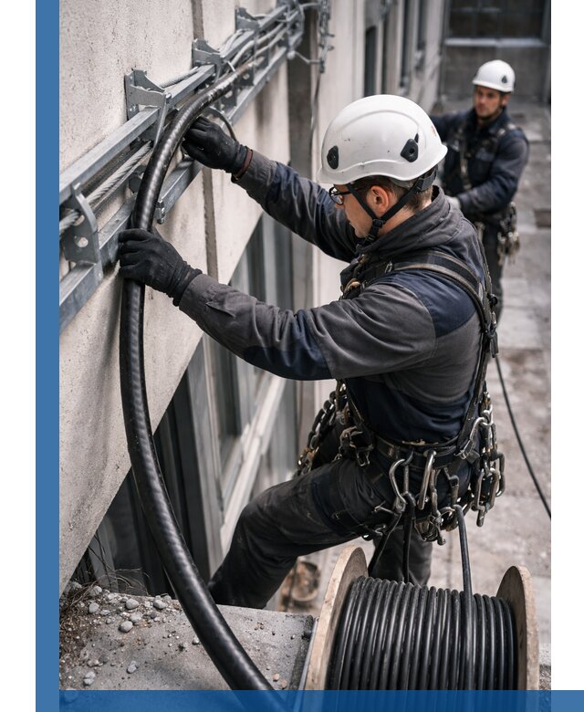 Протяжка кабеля питания на высоте в Первоуральске с гарантией безопасности и качества