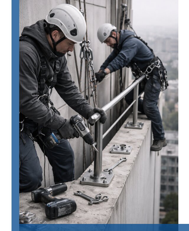 Монтаж перил на высоте в Первоуральске для жилых и промобъектов