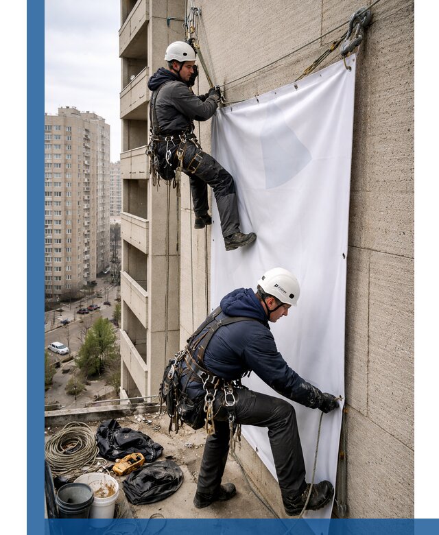 Профессиональный монтаж баннеров на фасаде в Первоуральске