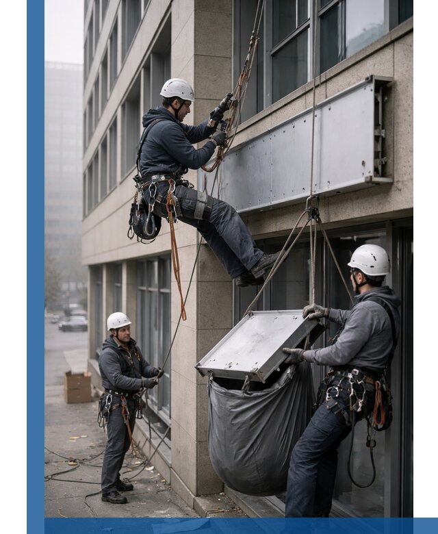 Демонтаж рекламной вывески с высотными работами в Первоуральске