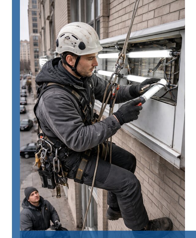 Профессиональная замена ламп в наружной вывеске в Первоуральске