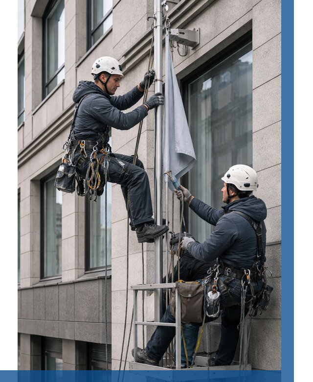 Установка флагов на фасаде в Первоуральске от 4632 р. | ВЫСОТНИК-Прв