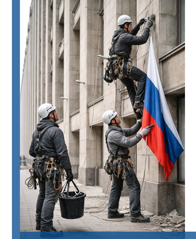 Профессиональная установка флагов на фасаде в Первоуральске