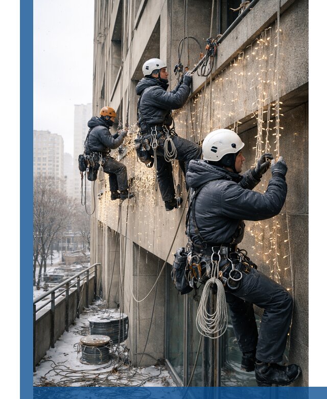 Монтаж новогодней иллюминации и украшение фасадов в Первоуральске