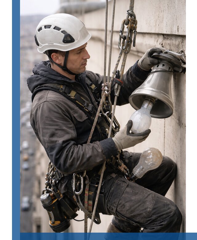 Замена ламп на высоте в Первоуральске профессионально и быстро