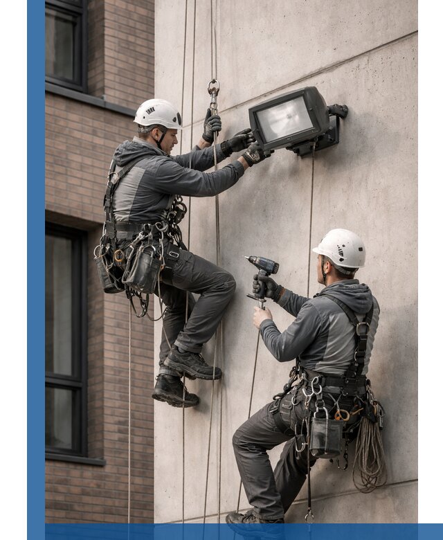 Профессиональный монтаж фасадных прожекторов в Первоуральске под ключ