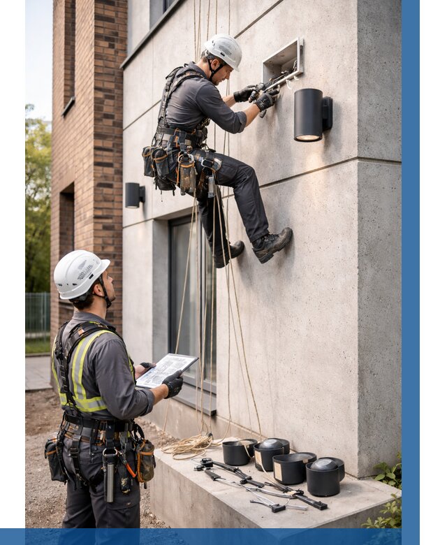 Монтаж фасадного освещения в Первоуральске от 2573 р. | ВЫСОТНИК-Прв