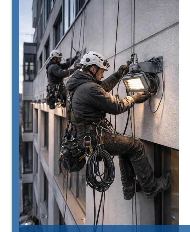 Монтаж фасадного освещения в Первоуральске установка и подключение