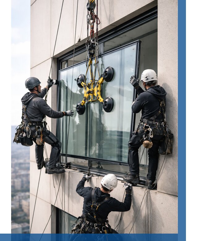 Монтаж стеклопакетов на высоте в Первоуральске от 3294 р. | ВЫСОТНИК-Прв