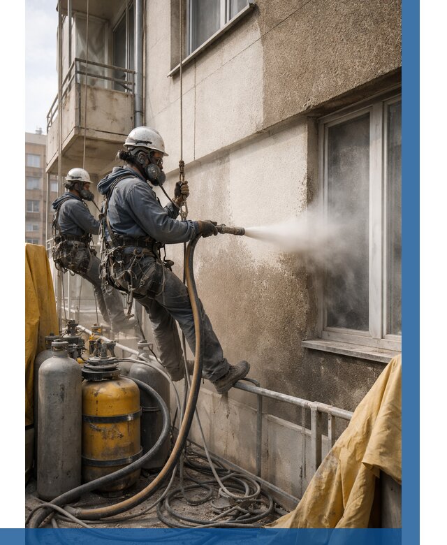 Пескоструйная очистка фасада в Первоуральске от 669 р. | ВЫСОТНИК-Прв