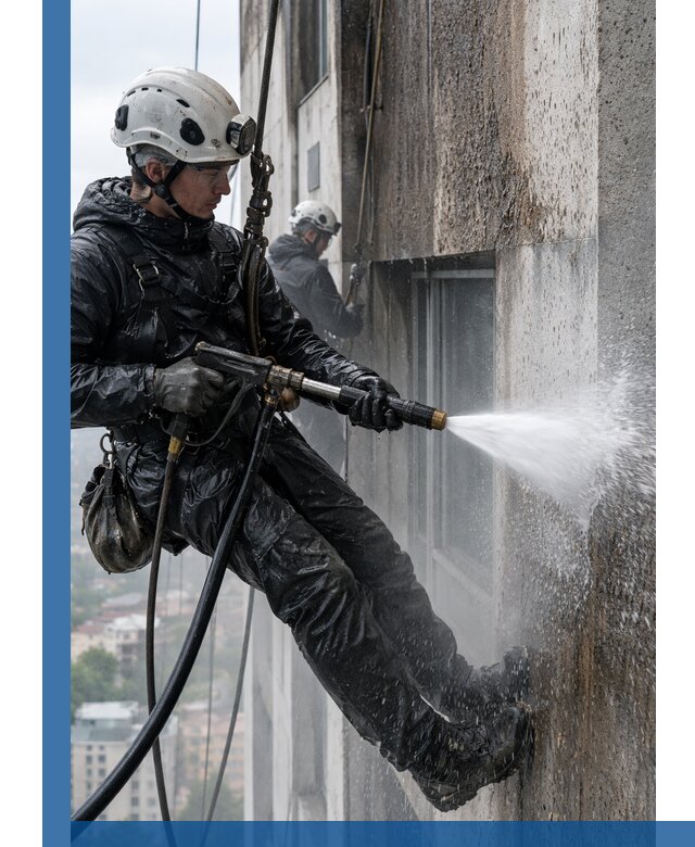 Гидроструйная очистка фасадов и конструкций в Первоуральске