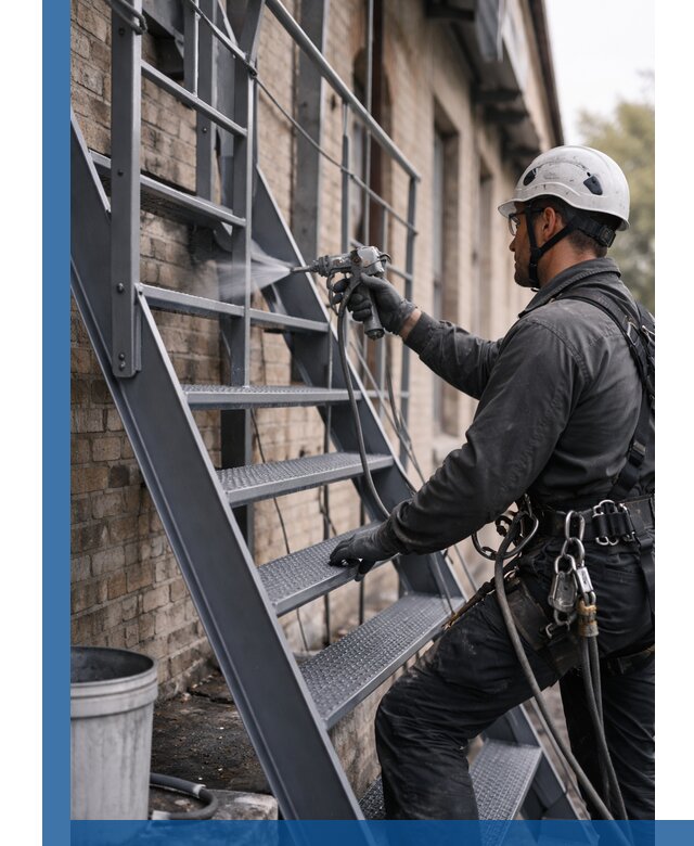 Покраска и антикоррозионная защита пожарных лестниц в Первоуральске