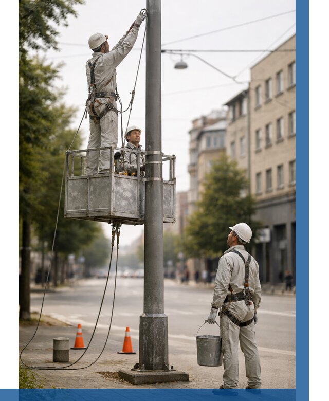 Покраска опор освещения в Первоуральске от 5147 р. | ВЫСОТНИК-Прв