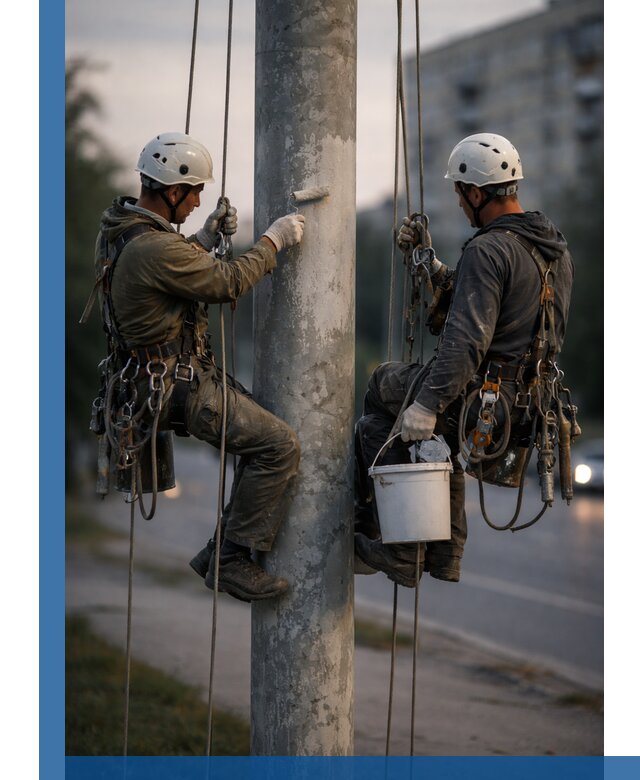 Покраска опор освещения и антикоррозийная защита в Первоуральске
