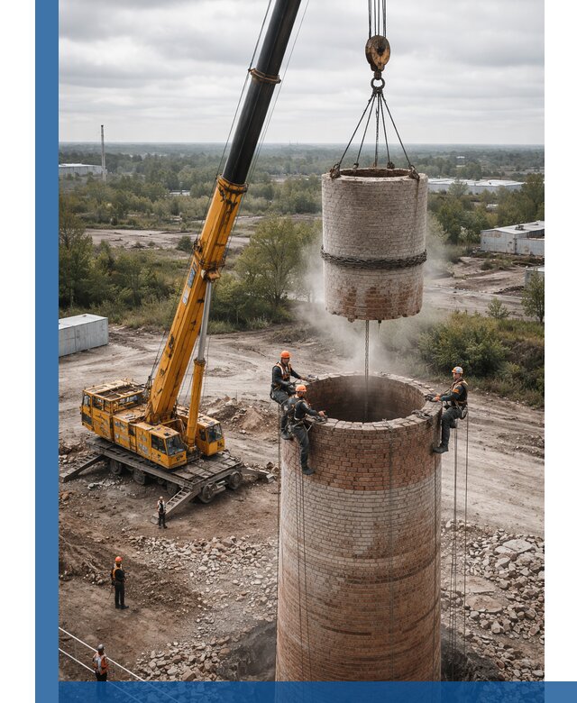 Демонтаж дымовой трубы в Первоуральске с гарантиями безопасности