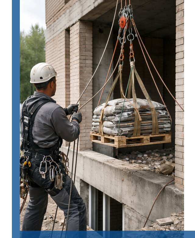 Подъем материалов на этаж веревками в Первоуральске оперативно