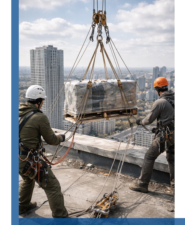 Подъем и монтаж крупногабаритных грузов на крышу в Первоуральске